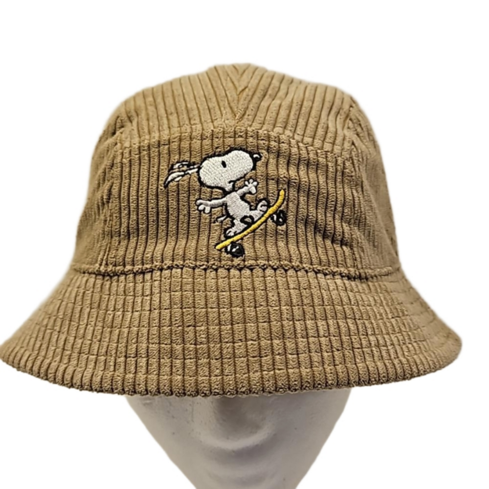 Zara PEANUTS Corduroy Brown Snoopy Hat Kids 2021 Size 8" Diam x 6" deep